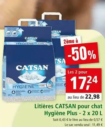 Maxi Zoo Catsan litières catsan pour chat hygiène plus offre