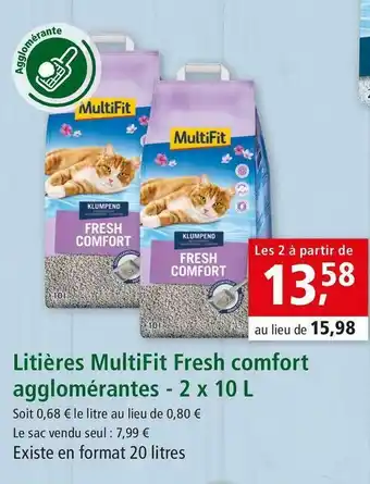 Maxi Zoo Multifit litières fresh comfort agglomérantes offre