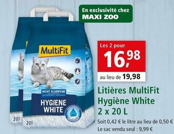 Maxi Zoo Multifit litières hygiène white offre