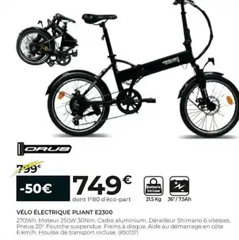 Feu Vert Orus vélo électrique pliant e2300 offre