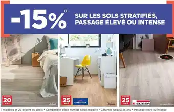 Lapeyre Quick step, egger bon plan sur les sols stratifiés, passage élevé ou intense des marques quick step et egger offre