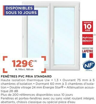 Lapeyre Fenêtres pvc pria standard offre