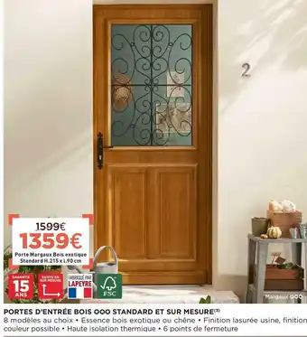 Lapeyre Portes d’entrée bois standard et sur mesure offre