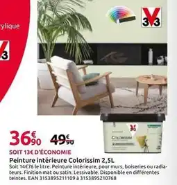 Mr Bricolage Peinture intérieure colorissim 2,5l offre