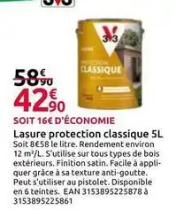Mr Bricolage Tous - lasure protection classique 5l offre