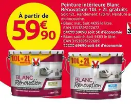 Mr Bricolage Tous - peinture intérieure blanc rénovation 10l + 2l gratuits offre