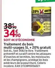 Mr Bricolage Traitement du bois multi-usages 5l + 20% gratuit offre