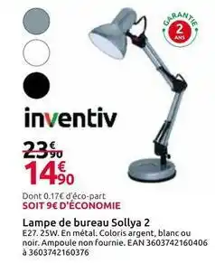Mr Bricolage Inventiv - lampe de bureau sollya 2 offre