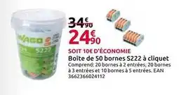Mr Bricolage Wago - boite de 50 bornes s222 à cliquet offre