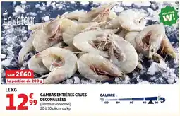 Auchan GAMBAS ENTIÈRES CRUES DÉCONGELÉES offre