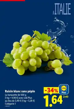 Lidl Raisin blanc sans pépin offre