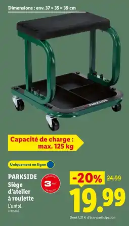 Lidl PARKSIDE Siège d'atelier à roulette offre