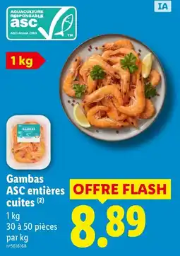 Lidl Gambas ASC entières cuites offre