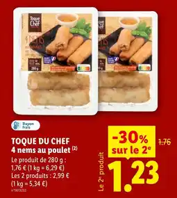 Lidl TOQUE DU CHEF 4 nems au poulet offre