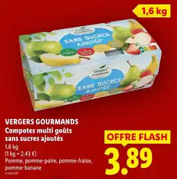 Lidl VERGERS GOURMANDS Compotes multi goûts sans sucres ajoutés offre