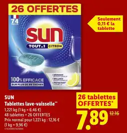 Lidl SUN Tablettes lave-vaisselle offre