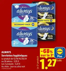 Lidl ALWAYS Serviettes hygiéniques offre