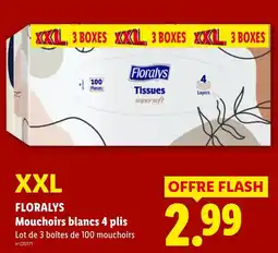 Lidl FLORALYS Mouchoirs blancs 4 plis offre