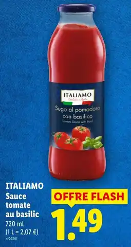 Lidl ITALIAMO Sauce tomate au basilic offre