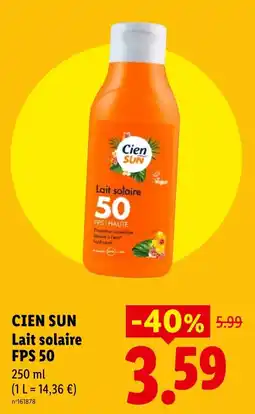 Lidl CIEN SUN Lait solaire FPS 50 offre