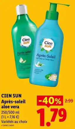 Lidl Cien SUN Après-soleil aloe vera offre
