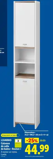Lidl LIVARNO Colonne de salle de bains « Boston » offre