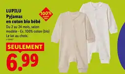 Lidl LUPILU Pyjamas en coton bio bébé offre