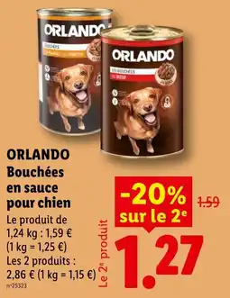Lidl ORLANDO Bouchées en sauce pour chien offre