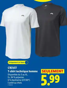 Lidl Crivit t-shirt technique homme offre