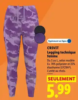 Lidl CRIVIT Legging technique femme offre