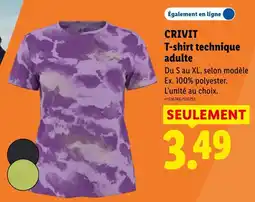 Lidl CRIVIT T-shirt technique adulte offre