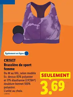 Lidl CRIVIT Brassière de sport femme offre
