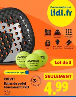 Lidl CRIVIT Balles de padel Tournament PRO offre