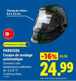 Lidl PARKSIDE Casque de soudage automatique offre