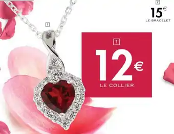 Cora x Carrefour Collier a rgent rhodié oxyde de zirconium rouge offre
