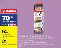 Carrefour Drive Stabilo - 10 feutres d'écriture point 88 clickset offre