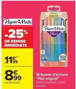 Carrefour Drive Paper mate - 16 feutres d'écriture flair original offre