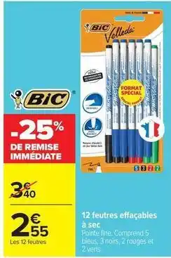 Carrefour Drive Bic - 12 feutres effacables à sec offre