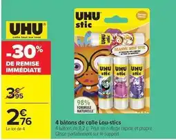 Carrefour Drive Uhu - 4 bâtons de colle offre