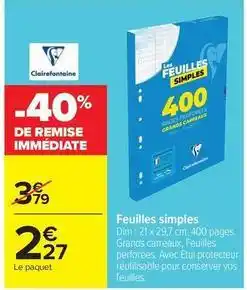 Carrefour Drive Clairefontaine - feuilles simples offre