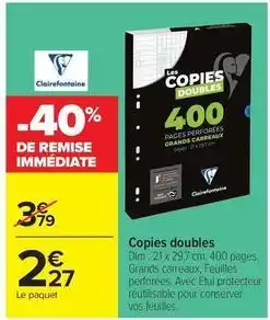 Carrefour Drive Clairefontaine - copies doubles offre