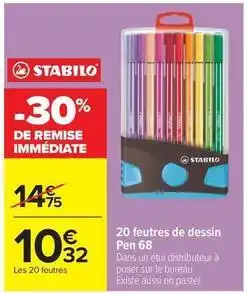 Carrefour Drive Stabilo - 20 feutres de dessin pen 68 offre