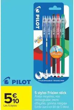 Carrefour Drive Pilot - 5 stylos frixion stick offre