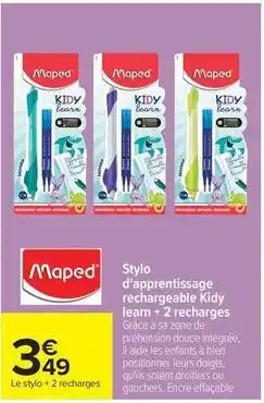 Carrefour Drive Maped - stylo d'apprentissage rechargeable kidy learn + 2 recharges offre