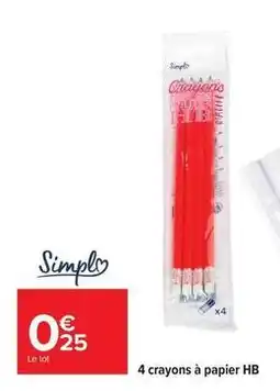 Carrefour Drive Simpl - 4 crayons à papier hb offre
