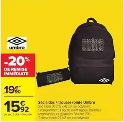 Carrefour Drive Umbro - sac à dos + trousse ronde offre