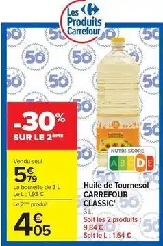 Carrefour Carrefour - huile de tournesol offre