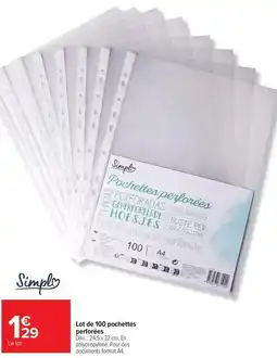 Carrefour Drive Simply - lot de 100 pochettes perforees offre