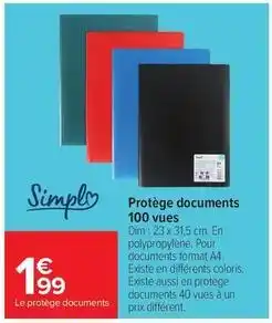 Carrefour Drive Simply - protège documents 100 vues offre