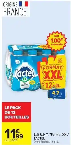 Carrefour Lactel - lait u.h.t. format xxl offre